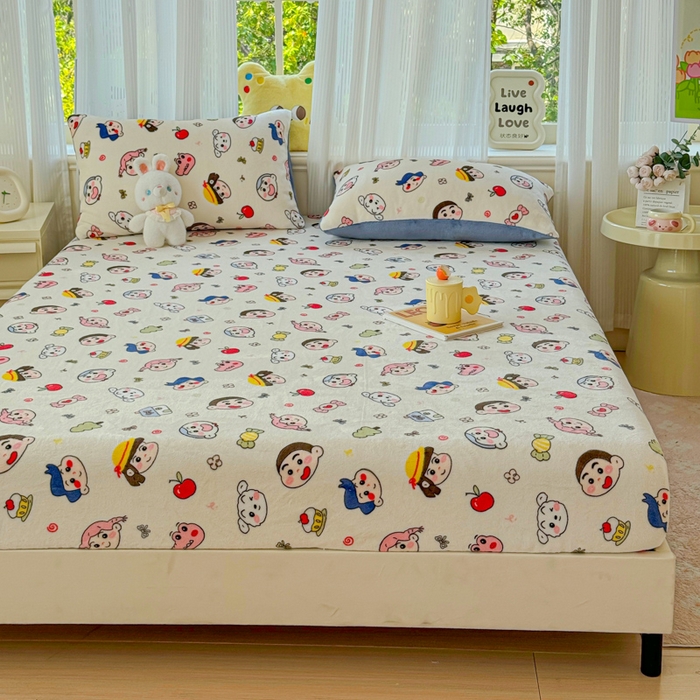 91家纺网 家纺一手货源 找家纺 澜妃 2025新款高克重软软糯糯牛奶绒单床笠CL系列（小红书推荐） CL-小小新