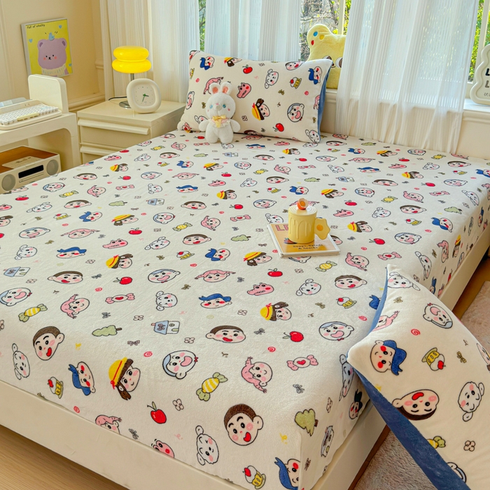 91家纺网 家纺一手货源 找家纺 澜妃 2025新款高克重软软糯糯牛奶绒单床笠CL系列（小红书推荐） CL-小小新