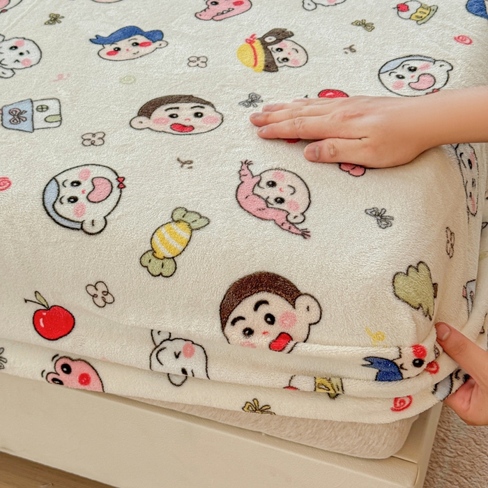 91家纺网 家纺一手货源 找家纺 澜妃 2025新款高克重软软糯糯牛奶绒单床笠CL系列（小红书推荐） CL-小小新