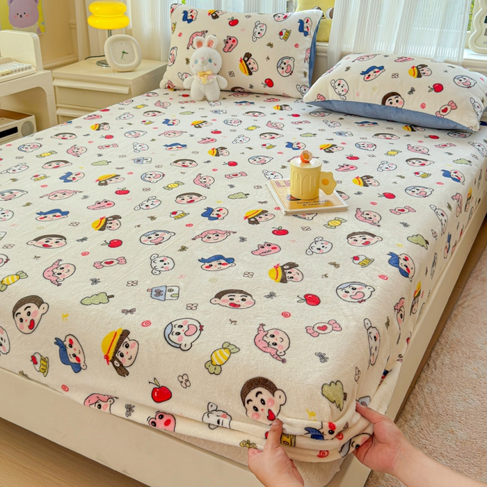 91家纺网 家纺一手货源 找家纺 澜妃 2025新款高克重软软糯糯牛奶绒单床笠CL系列（小红书推荐） CL-小小新