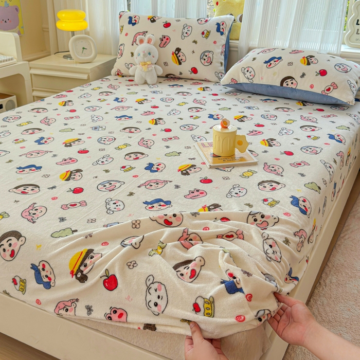 91家纺网 家纺一手货源 找家纺 澜妃 2025新款高克重软软糯糯牛奶绒单床笠CL系列（小红书推荐） CL-小小新