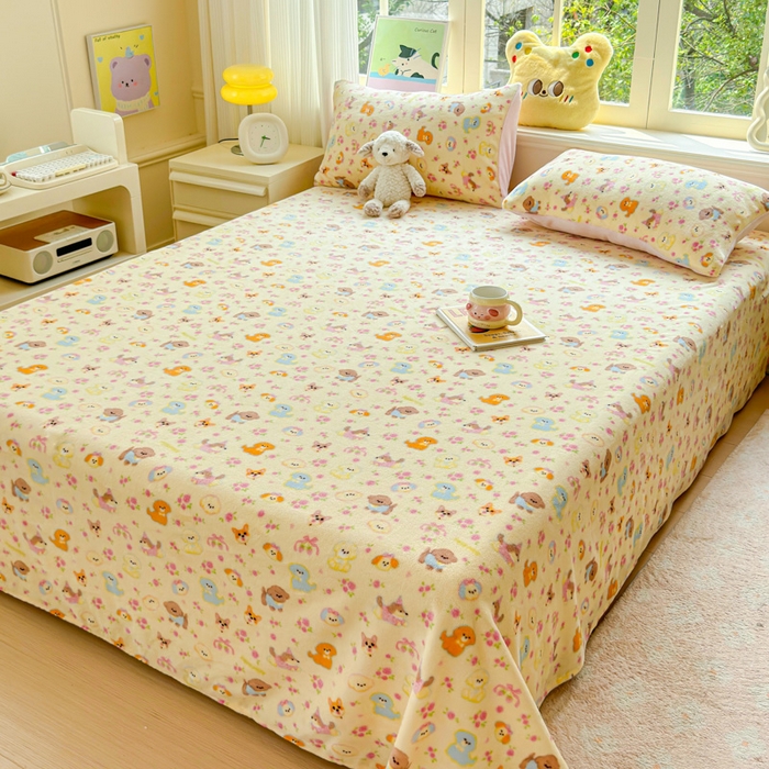 91家纺网 家纺一手货源 找家纺 澜妃 2025新款高克重软软糯糯牛奶绒单床单CD系列（小红书推荐） CD-卖萌修狗