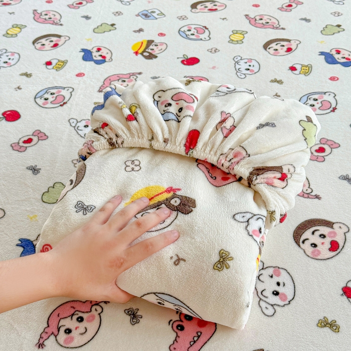 91家纺网 家纺一手货源 找家纺 澜妃 2025新款高克重软软糯糯牛奶绒单床笠CL系列（小红书推荐） CL-小小新