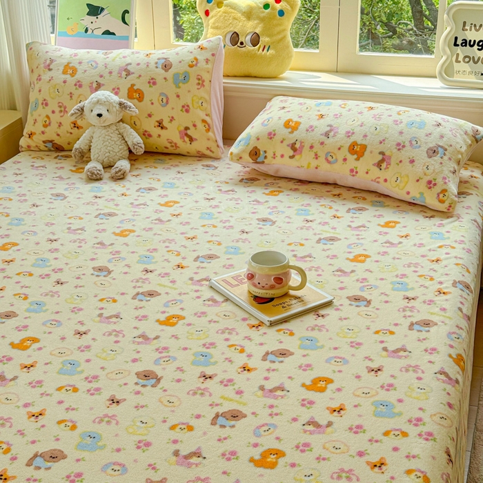 91家纺网 家纺一手货源 找家纺 澜妃 2025新款高克重软软糯糯牛奶绒单床单CD系列（小红书推荐） CD-卖萌修狗