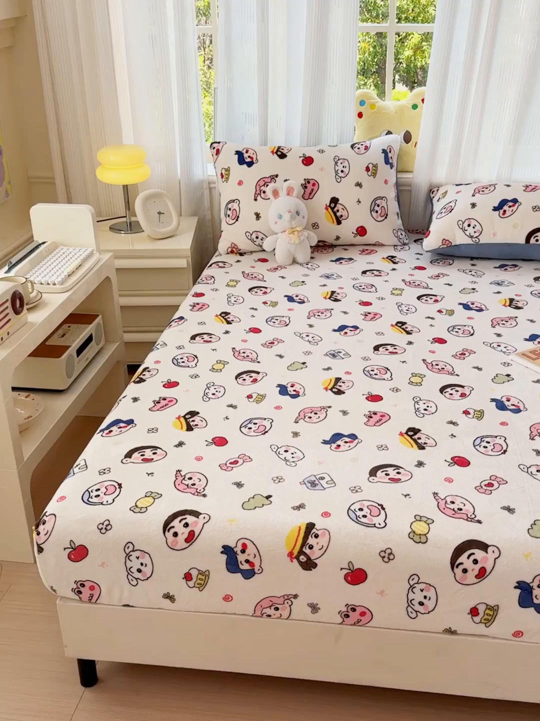 91家纺网 家纺一手货源 找家纺 澜妃 2025新款高克重软软糯糯牛奶绒单床笠CL系列（小红书推荐） CL-小小新