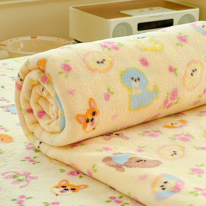 91家纺网 家纺一手货源 找家纺 澜妃 2025新款高克重软软糯糯牛奶绒单床单CD系列（小红书推荐） CD-卖萌修狗