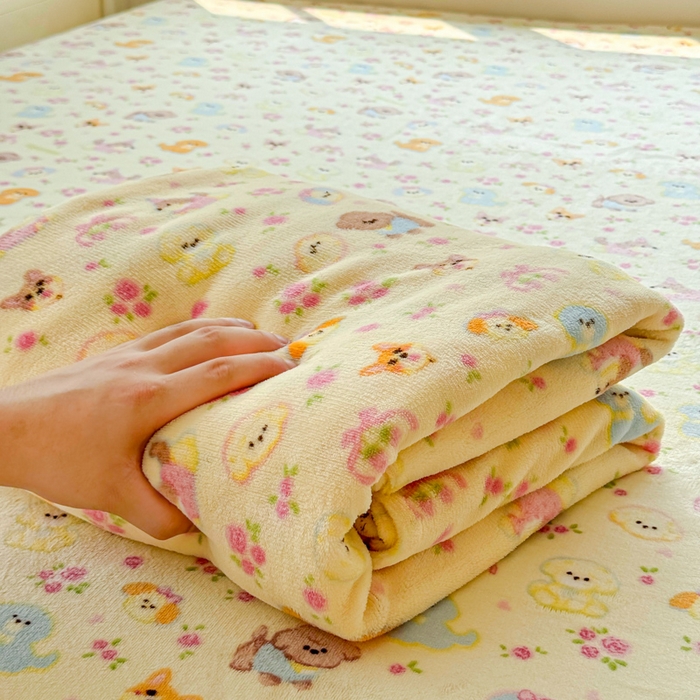 91家纺网 家纺一手货源 找家纺 澜妃 2025新款高克重软软糯糯牛奶绒单床单CD系列（小红书推荐） CD-卖萌修狗