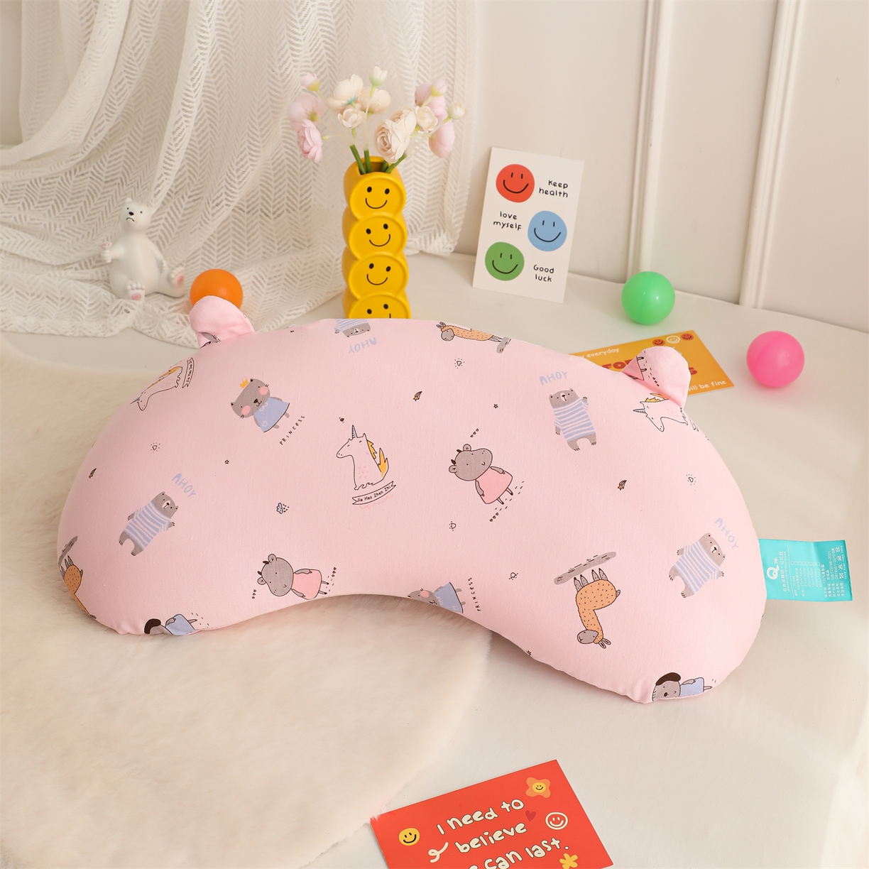 91家纺网 家纺一手货源 找家纺 （总）芯洲 2025新款针织棉印花记忆枕卡通可爱儿童小熊宿舍枕头枕芯