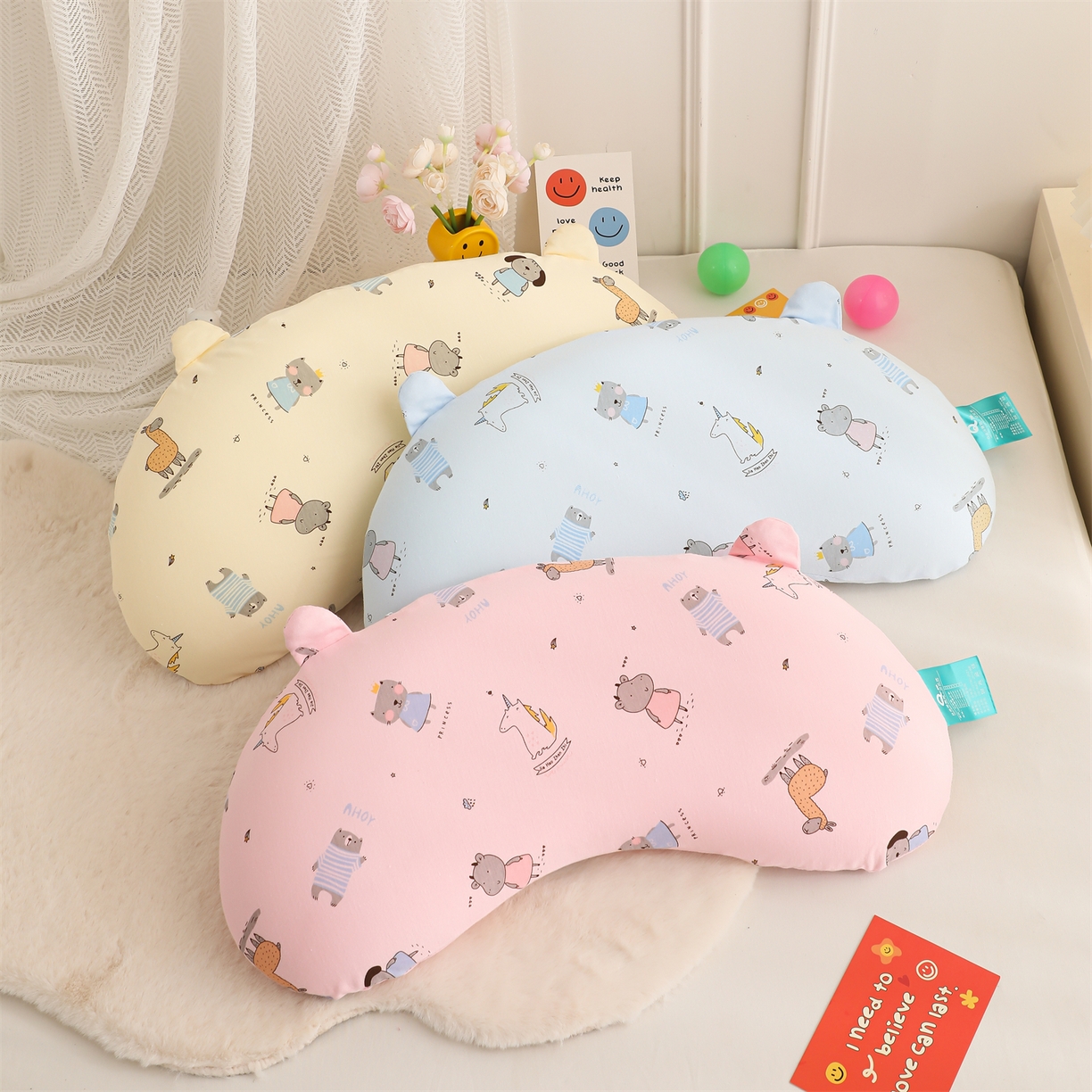 91家纺网 家纺一手货源 找家纺 芯洲 2025新款针织棉印花记忆枕卡通可爱儿童小熊宿舍枕头枕芯 组合图