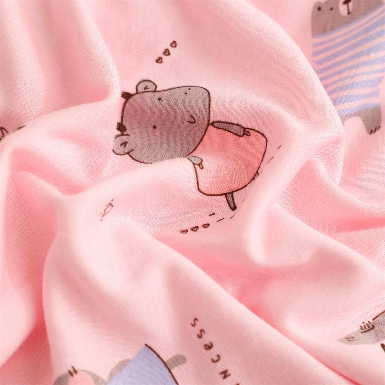 91家纺网 家纺一手货源 找家纺 芯洲 2025新款针织棉印花记忆枕卡通可爱儿童小熊宿舍枕头枕芯 晚安熊-粉