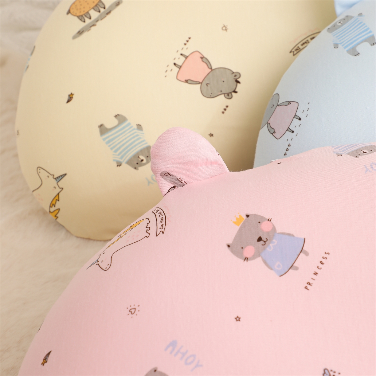 91家纺网 家纺一手货源 找家纺 芯洲 2025新款针织棉印花记忆枕卡通可爱儿童小熊宿舍枕头枕芯 组合图