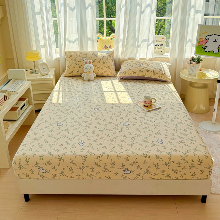 91家纺网 家纺一手货源 找家纺 澜妃 2025新款高克重软软糯糯牛奶绒单床笠CL系列（小红书推荐） CL-枝枝兔