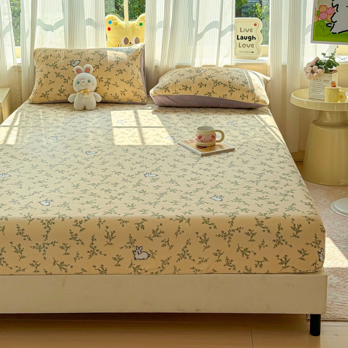 91家纺网 家纺一手货源 找家纺 澜妃 2025新款高克重软软糯糯牛奶绒单床笠CL系列（小红书推荐） CL-枝枝兔