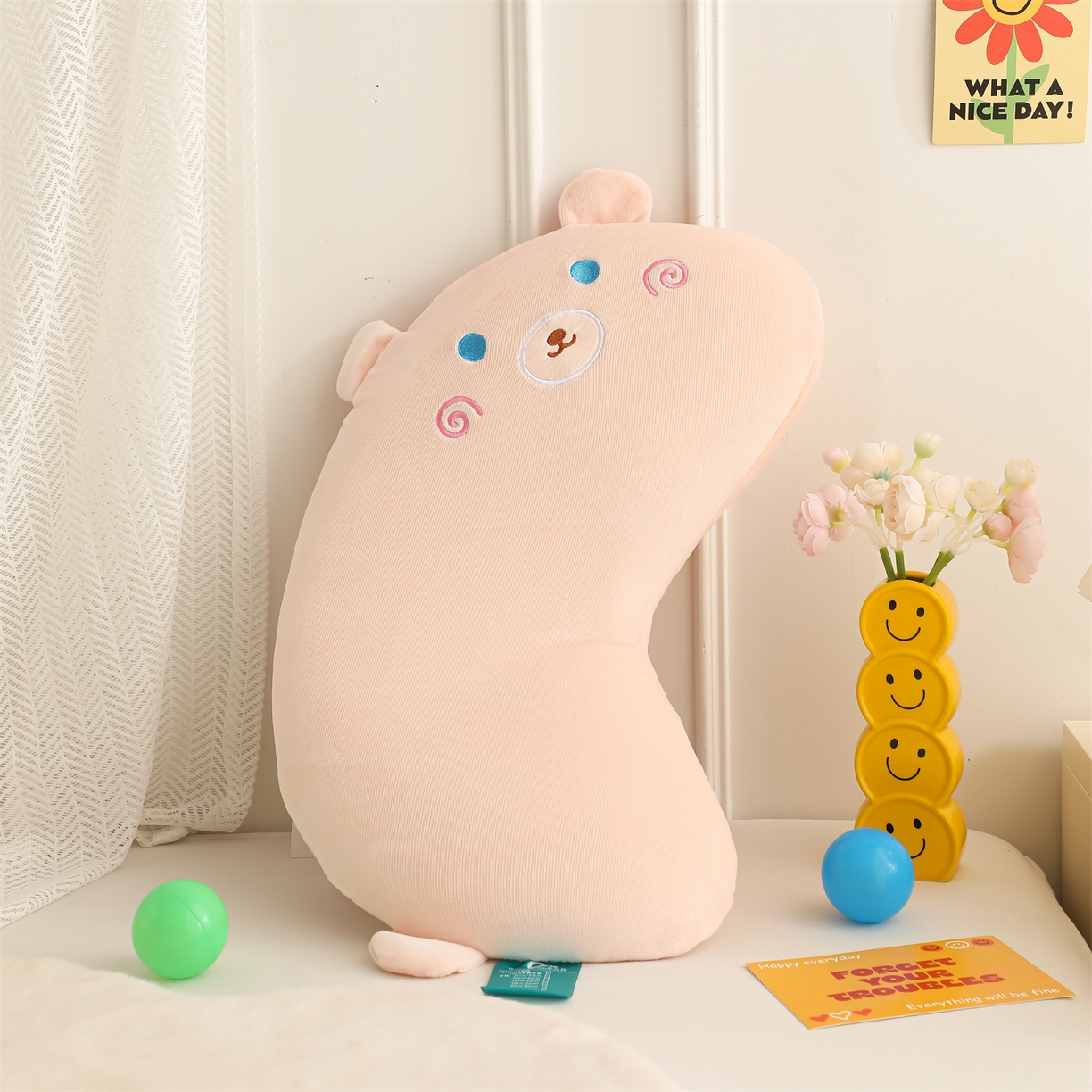 芯洲 2025新款条绒月亮枕记忆枕卡通可爱小熊秋冬宿舍枕头枕芯 绒绒小熊-粉