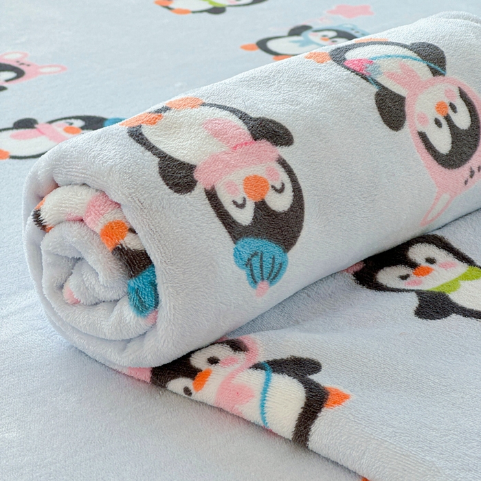 91家纺网 家纺一手货源 找家纺 澜妃 2025新款高克重软软糯糯牛奶绒单床单CD系列（小红书推荐） CD-企鹅星球