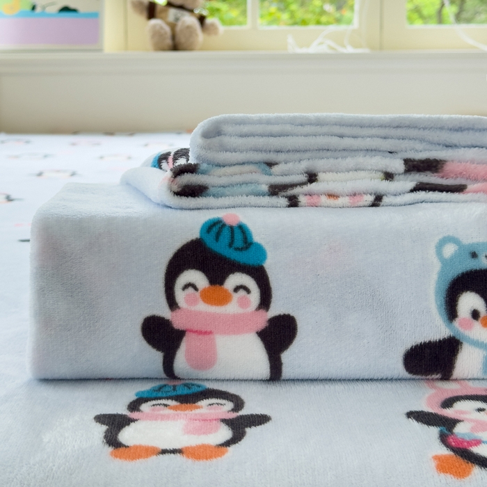 91家纺网 家纺一手货源 找家纺 澜妃 2025新款高克重软软糯糯牛奶绒单床单CD系列（小红书推荐） CD-企鹅星球