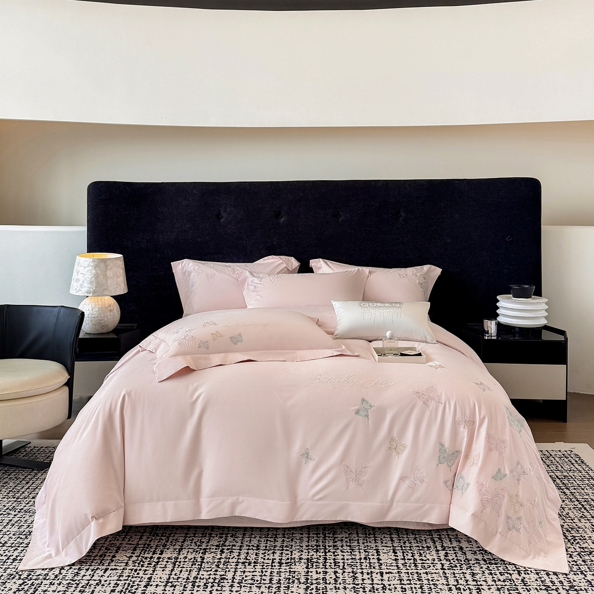 家居1号家纺 2025新款超细旦纯棉磨毛四件套-蝶舞（控价标准288加大308 会员优惠10元） 蝶舞-少女粉