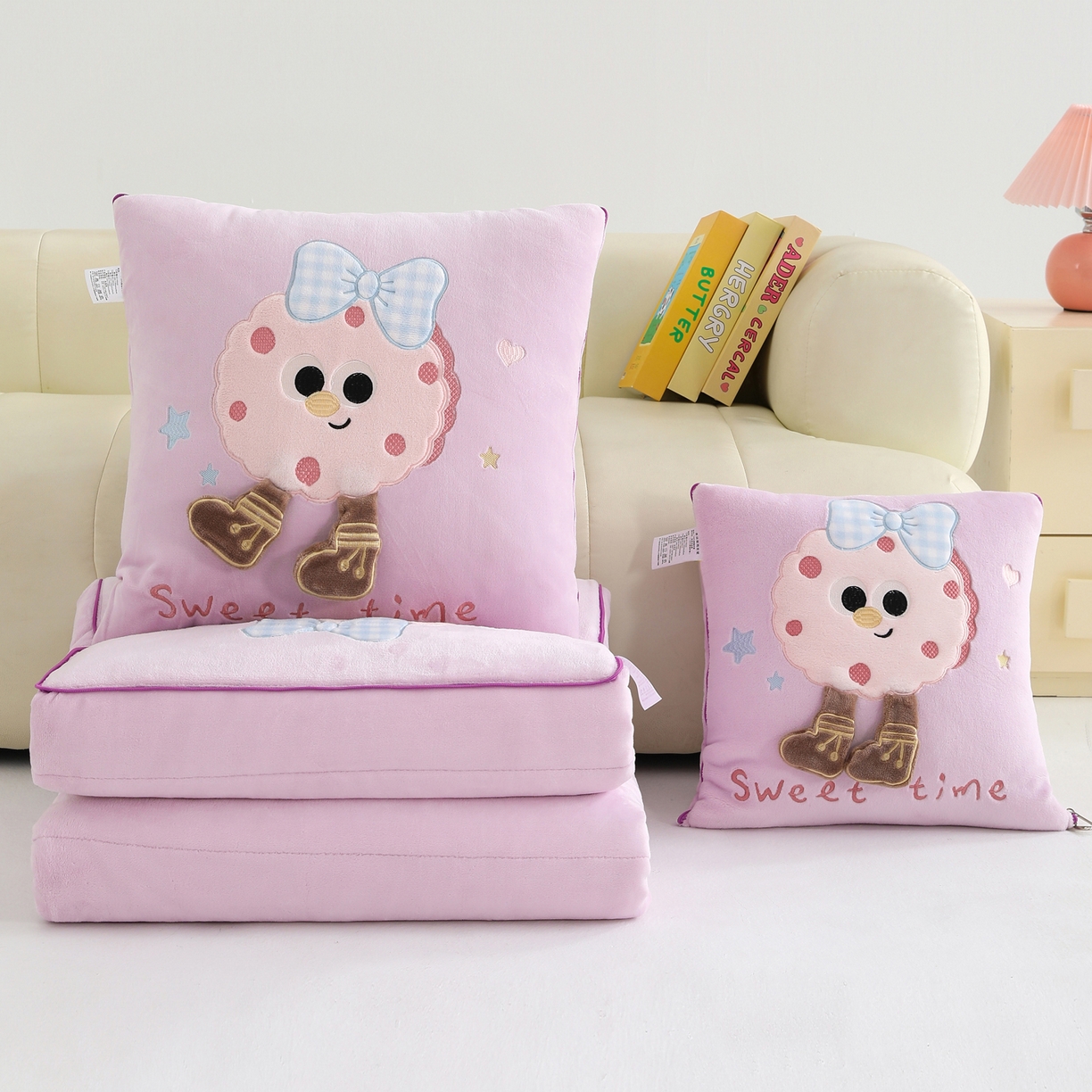 91家纺网 家纺一手货源 找家纺 翰轩家居 2025新款牛奶绒抱枕被泡芙公主系列 泡芙公主-紫