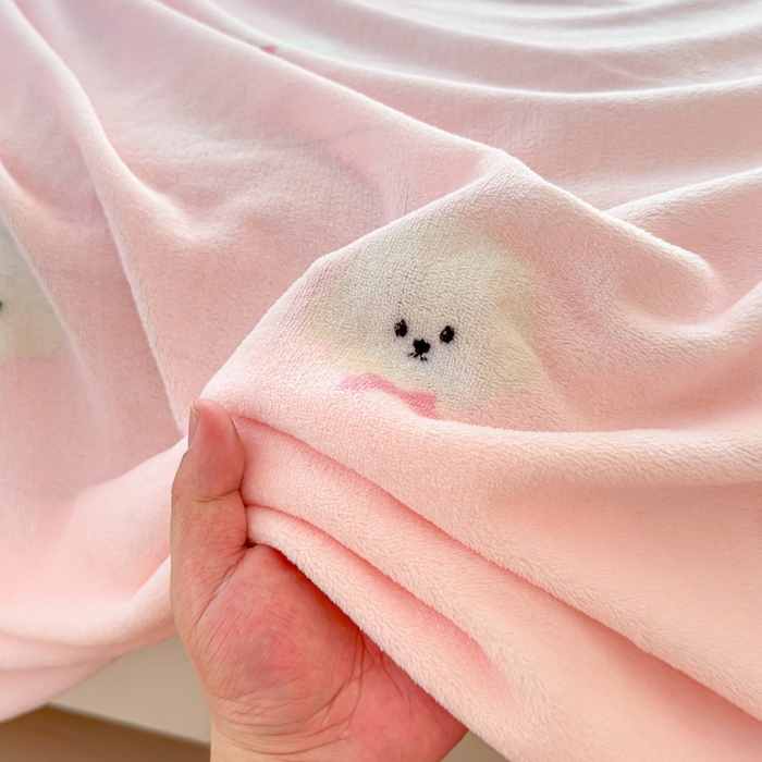 91家纺网 家纺一手货源 找家纺 澜妃 2025新款高克重软软糯糯牛奶绒单床单CD系列（小红书推荐） CD-绒绒小狗粉