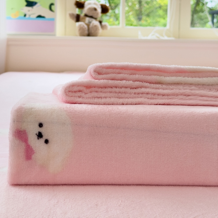 91家纺网 家纺一手货源 找家纺 澜妃 2025新款高克重软软糯糯牛奶绒单床单CD系列（小红书推荐） CD-绒绒小狗粉