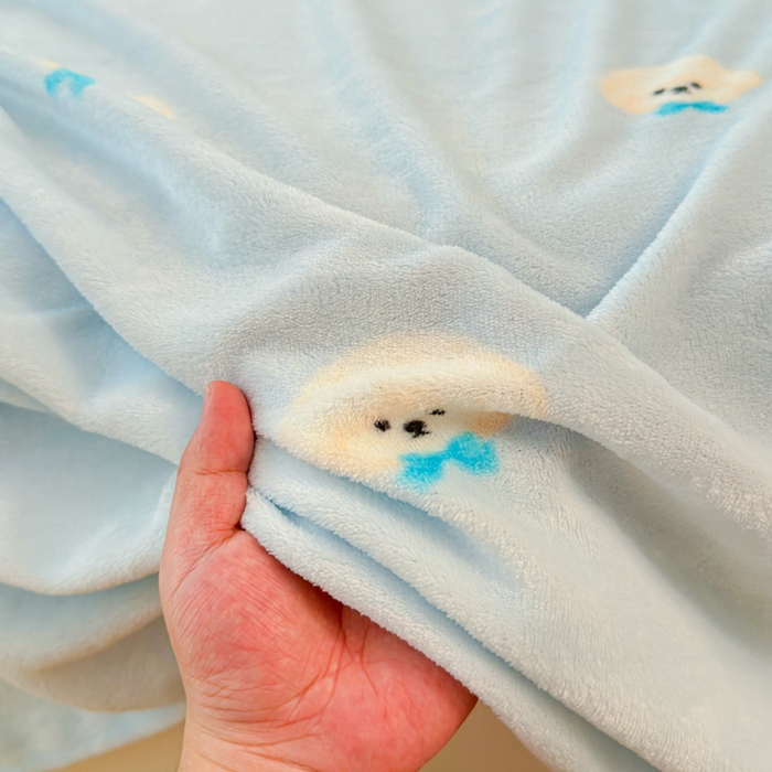 91家纺网 家纺一手货源 找家纺 澜妃 2025新款高克重软软糯糯牛奶绒单床单CD系列（小红书推荐） CD-绒绒小狗蓝