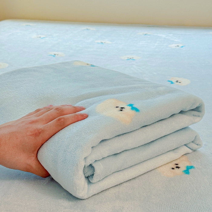 91家纺网 家纺一手货源 找家纺 澜妃 2025新款高克重软软糯糯牛奶绒单床单CD系列（小红书推荐） CD-绒绒小狗蓝