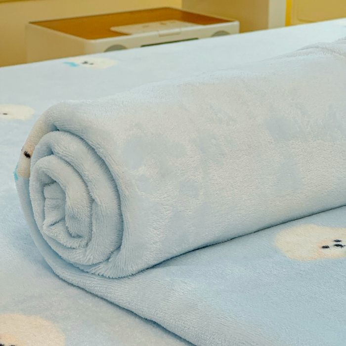 91家纺网 家纺一手货源 找家纺 澜妃 2025新款高克重软软糯糯牛奶绒单床单CD系列（小红书推荐） CD-绒绒小狗蓝