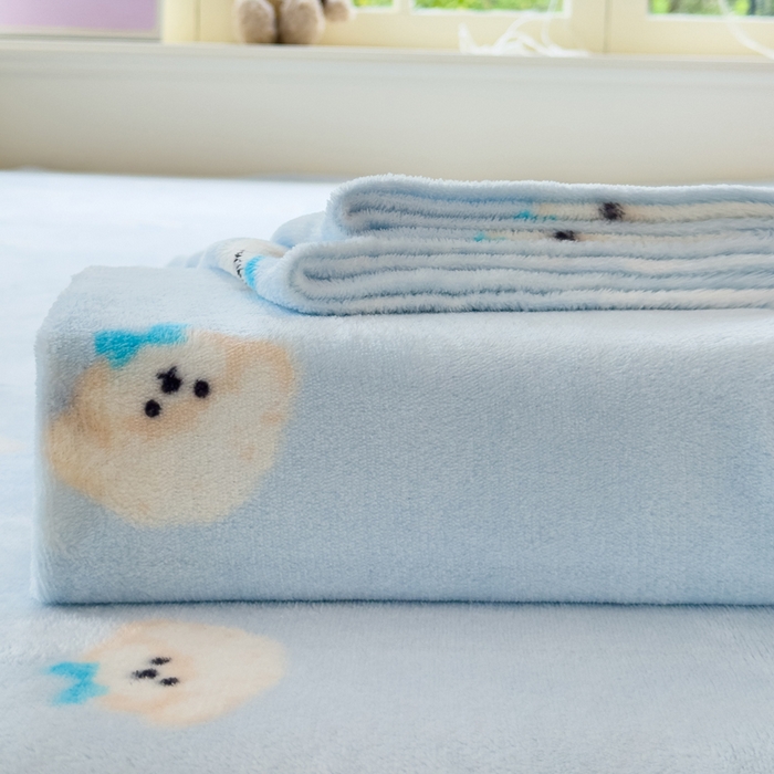 91家纺网 家纺一手货源 找家纺 澜妃 2025新款高克重软软糯糯牛奶绒单床单CD系列（小红书推荐） CD-绒绒小狗蓝