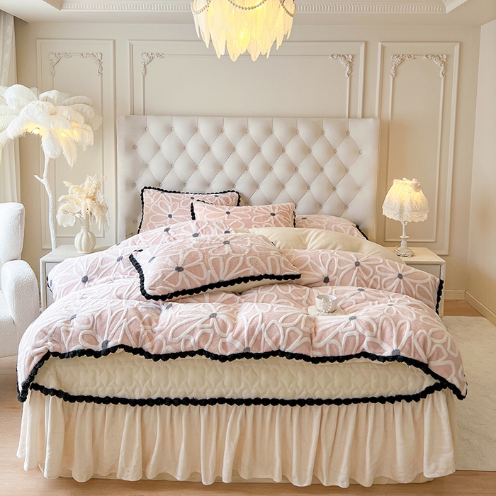 91家纺网 家纺一手货源 找家纺 （总）网红馆（ck家纺） 2025新款兔毛绒牛奶绒床盖四件套-花悠然