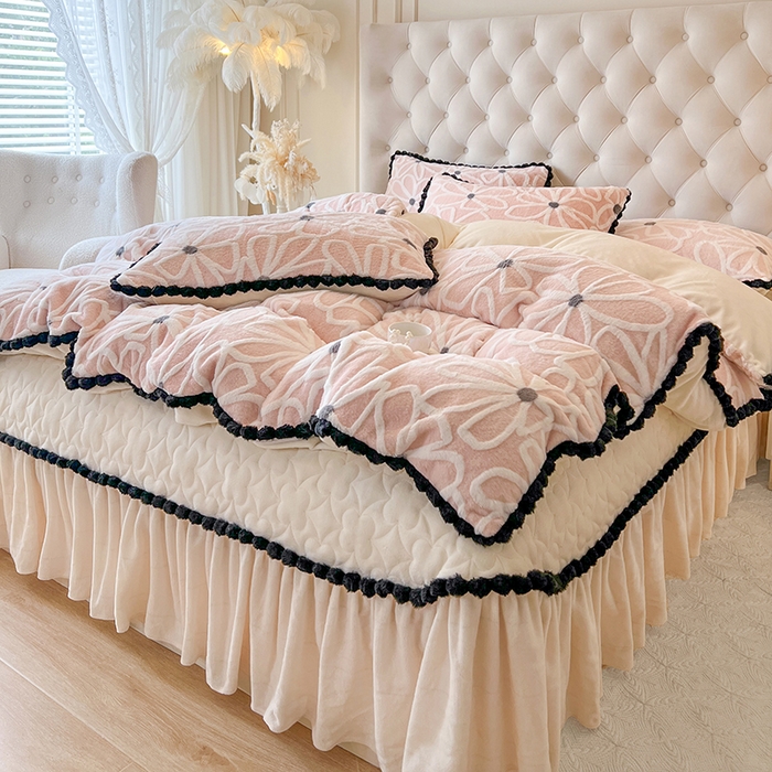 91家纺网 家纺一手货源 找家纺 （总）网红馆（ck家纺） 2025新款兔毛绒牛奶绒床盖四件套-花悠然