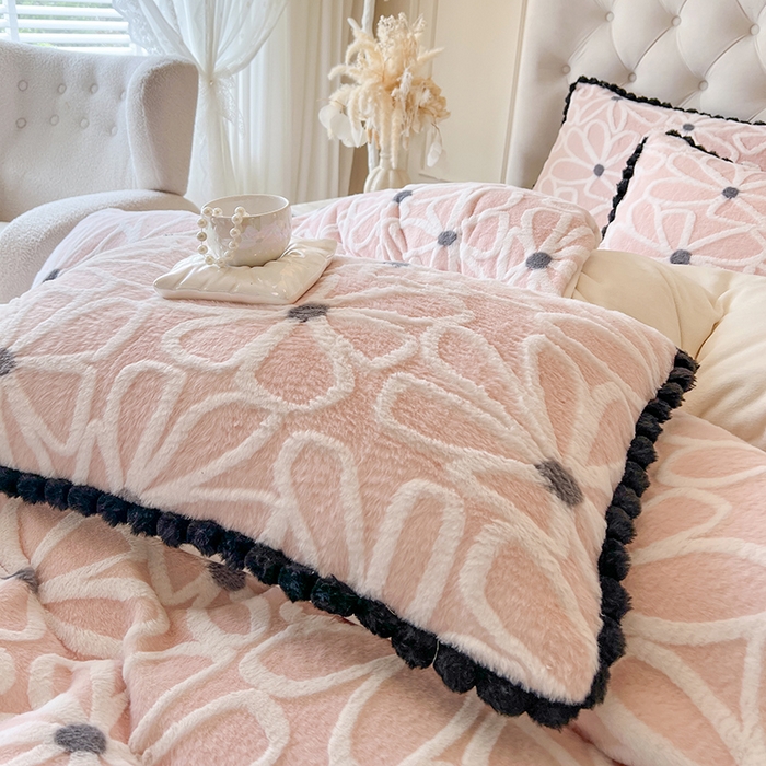 91家纺网 家纺一手货源 找家纺 （总）网红馆（ck家纺） 2025新款兔毛绒牛奶绒床盖四件套-花悠然