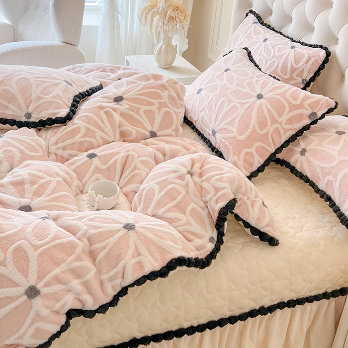 91家纺网 家纺一手货源 找家纺 （总）网红馆（ck家纺） 2025新款兔毛绒牛奶绒床盖四件套-花悠然