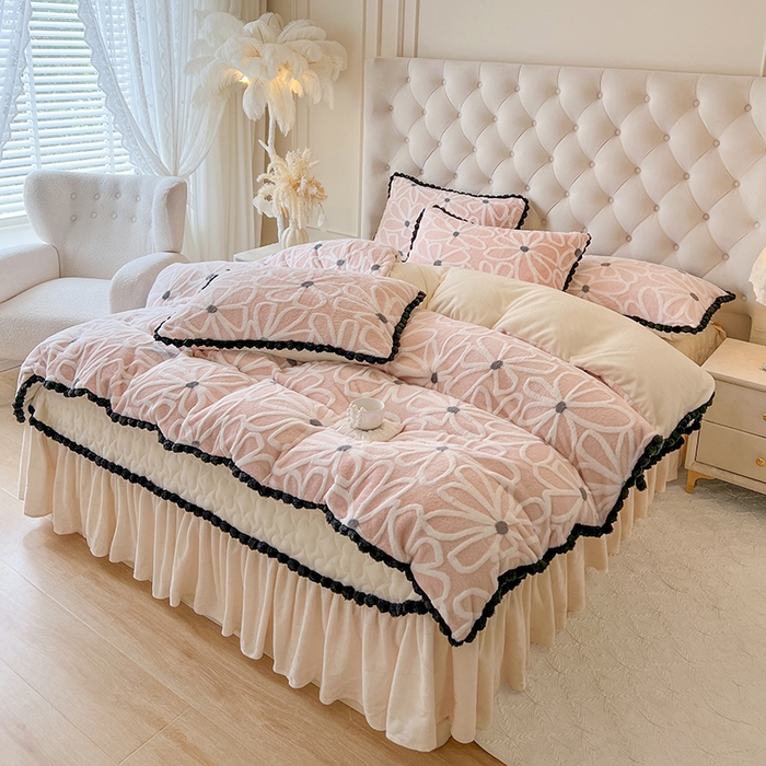 91家纺网 家纺一手货源 找家纺 （总）网红馆（ck家纺） 2025新款兔毛绒牛奶绒床盖四件套-花悠然