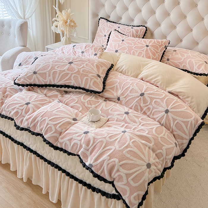 91家纺网 家纺一手货源 找家纺 （总）网红馆（ck家纺） 2025新款兔毛绒牛奶绒床盖四件套-花悠然