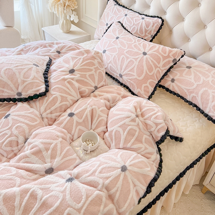 91家纺网 家纺一手货源 找家纺 （总）网红馆（ck家纺） 2025新款兔毛绒牛奶绒床盖四件套-花悠然