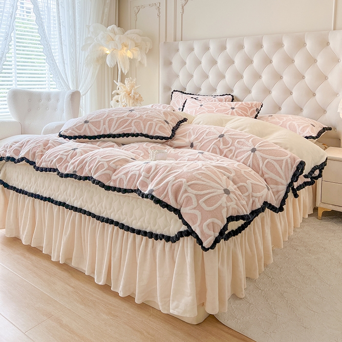 91家纺网 家纺一手货源 找家纺 （总）网红馆（ck家纺） 2025新款兔毛绒牛奶绒床盖四件套-花悠然