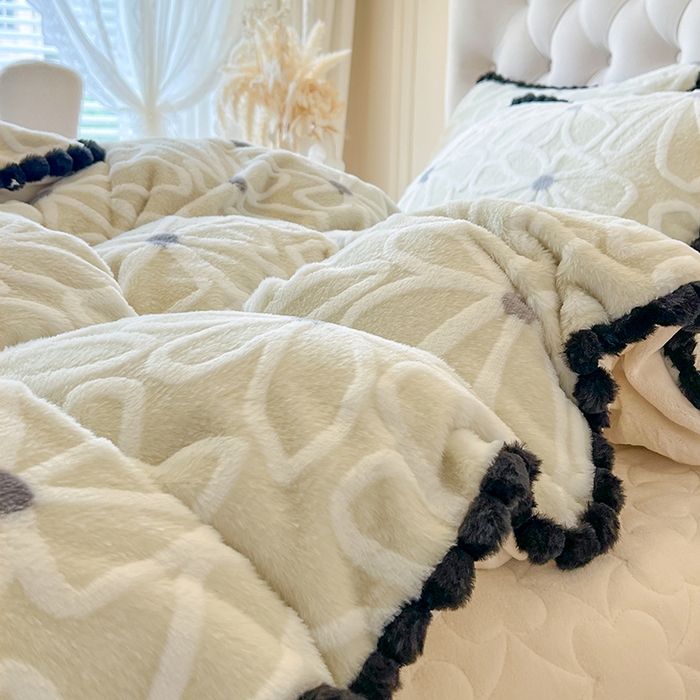 91家纺网 家纺一手货源 找家纺 网红馆（ck家纺） 2025新款兔毛绒牛奶绒床盖四件套-花悠然 花悠然-绿色