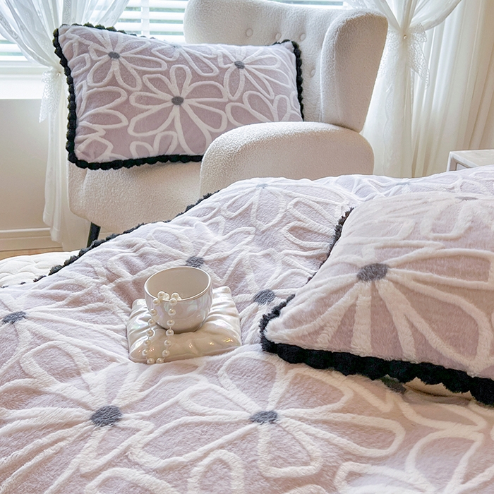 91家纺网 家纺一手货源 找家纺 网红馆（ck家纺） 2025新款兔毛绒牛奶绒床盖四件套-花悠然 花悠然-紫色