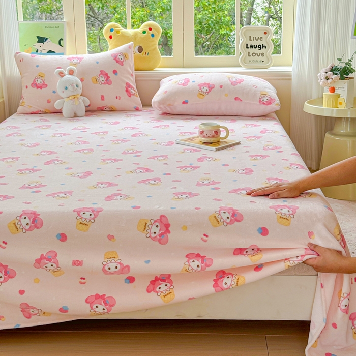 91家纺网 家纺一手货源 找家纺 澜妃 2025新款高克重软软糯糯牛奶绒单床单CD系列（小红书推荐） CD-小美甜品屋