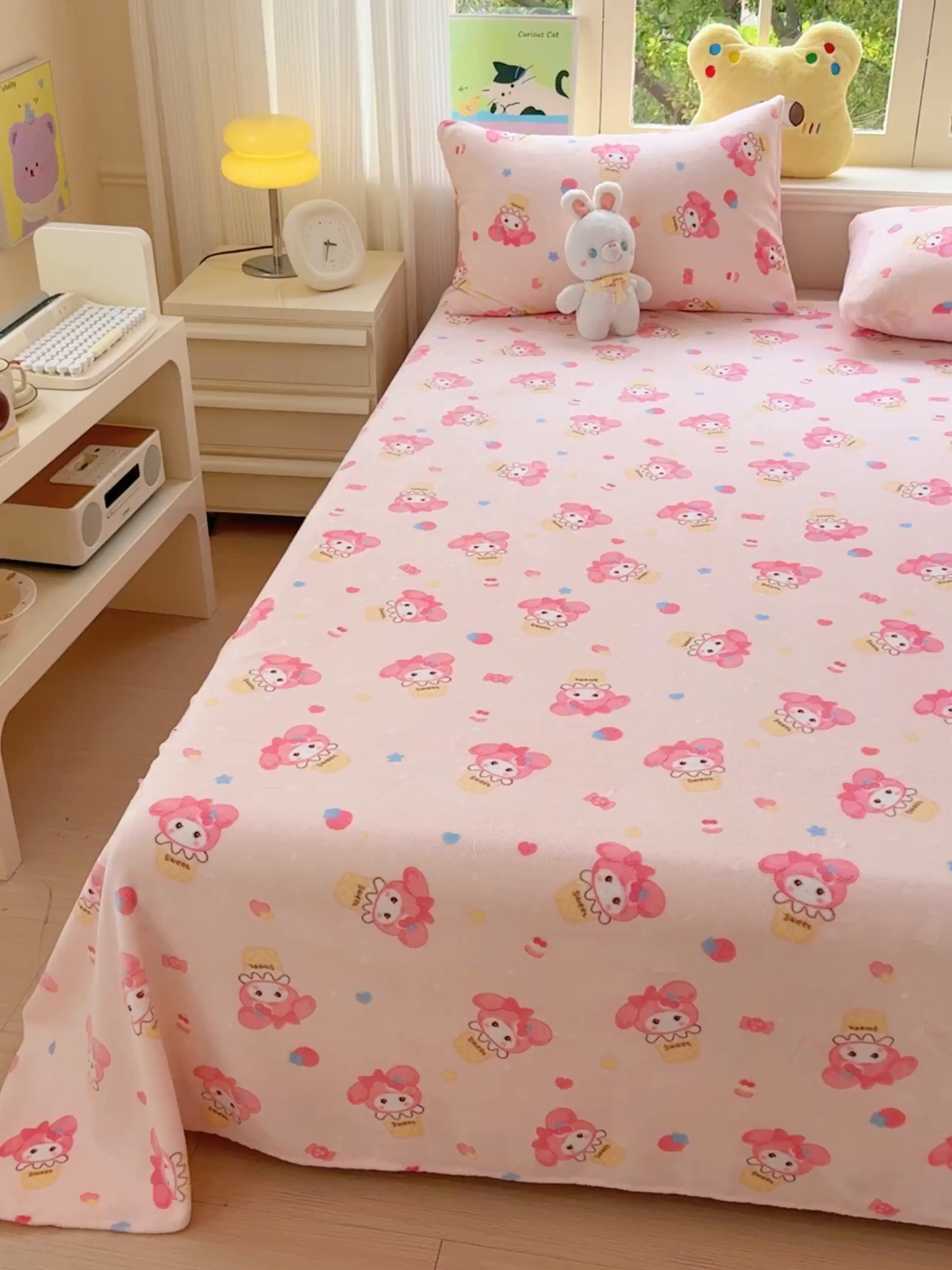 91家纺网 家纺一手货源 找家纺 澜妃 2025新款高克重软软糯糯牛奶绒单床单CD系列（小红书推荐） CD-小美甜品屋