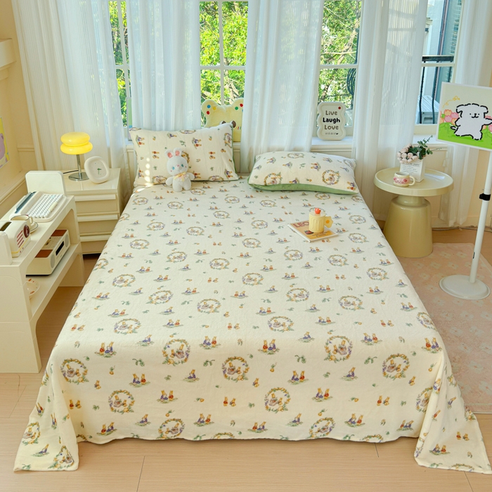 91家纺网 家纺一手货源 找家纺 澜妃 2025新款高克重软软糯糯牛奶绒单床单CD系列（小红书推荐） CD-小兔幻境