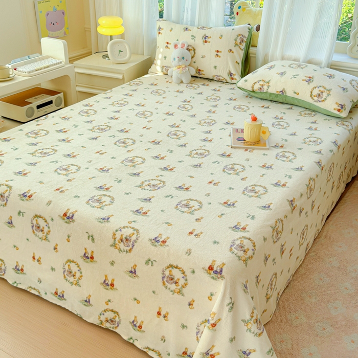 91家纺网 家纺一手货源 找家纺 澜妃 2025新款高克重软软糯糯牛奶绒单床单CD系列（小红书推荐） CD-小兔幻境