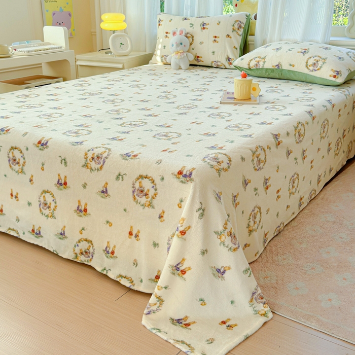 91家纺网 家纺一手货源 找家纺 澜妃 2025新款高克重软软糯糯牛奶绒单床单CD系列（小红书推荐） CD-小兔幻境