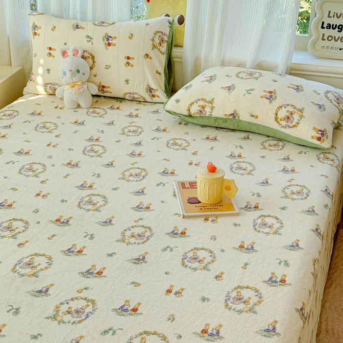 91家纺网 家纺一手货源 找家纺 澜妃 2025新款高克重软软糯糯牛奶绒单床单CD系列（小红书推荐） CD-小兔幻境