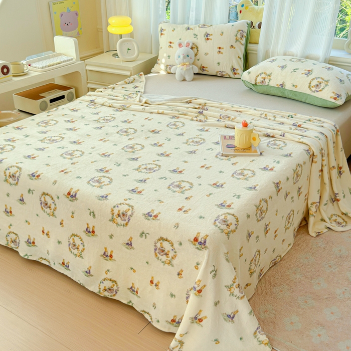 91家纺网 家纺一手货源 找家纺 澜妃 2025新款高克重软软糯糯牛奶绒单床单CD系列（小红书推荐） CD-小兔幻境