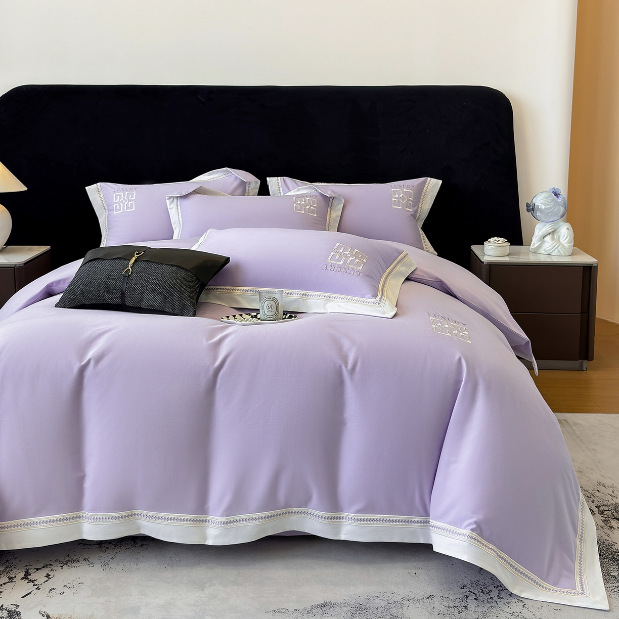 91家纺网 家纺一手货源 找家纺 家居1号家纺 2025新款超细旦全棉磨毛四件套-梵西（控价标准288加大308 会员优惠10元） 梵西-糖果紫