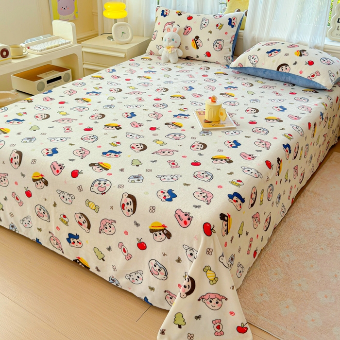 91家纺网 家纺一手货源 找家纺 澜妃 2025新款高克重软软糯糯牛奶绒单床单CD系列（小红书推荐） CD-小小新