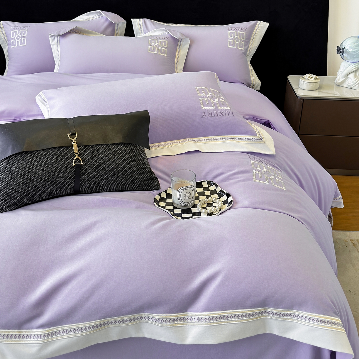 91家纺网 家纺一手货源 找家纺 家居1号家纺 2025新款超细旦全棉磨毛四件套-梵西（控价标准288加大308 会员优惠10元） 梵西-糖果紫