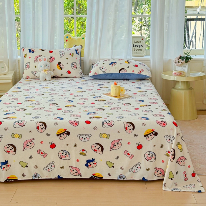 91家纺网 家纺一手货源 找家纺 澜妃 2025新款高克重软软糯糯牛奶绒单床单CD系列（小红书推荐） CD-小小新