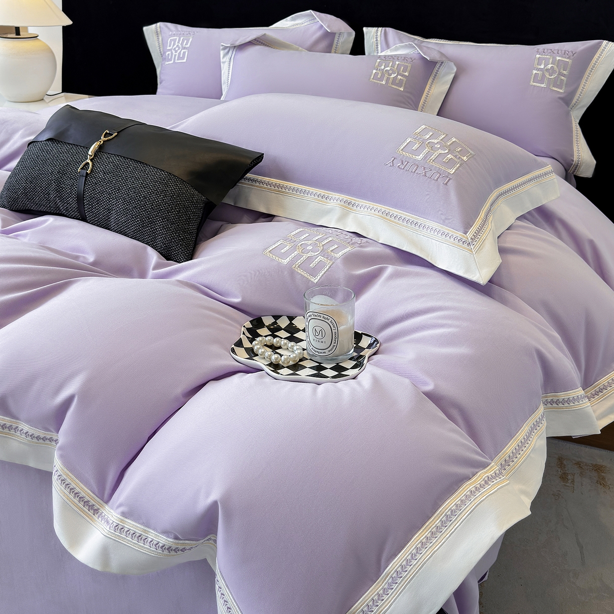 91家纺网 家纺一手货源 找家纺 家居1号家纺 2025新款超细旦全棉磨毛四件套-梵西（控价标准288加大308 会员优惠10元） 梵西-糖果紫